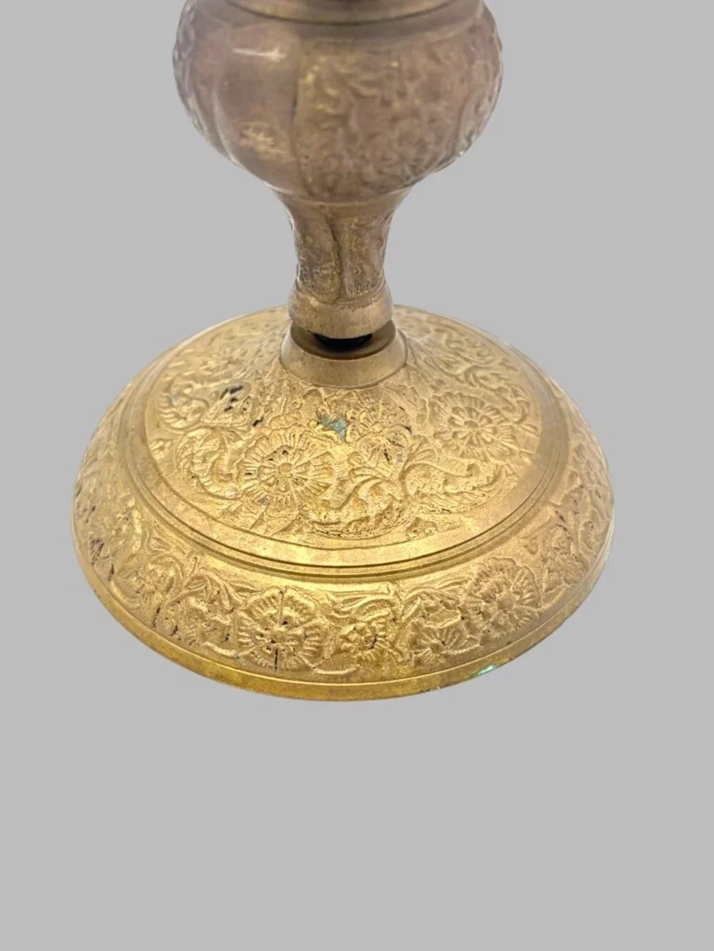 Vintage Ornate Brass Candle Holder Floral Engraved Pedestal Candlestick 5.5